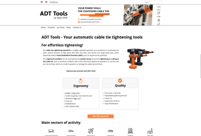 Nouvelle page d'accueil du site web ADT Tools